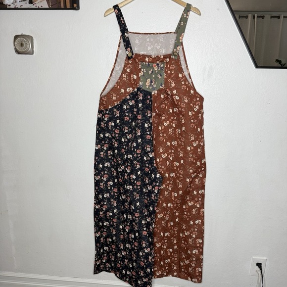 The Unbranded Brand Pants - Cottagecore Floral Boho Garden Farm Lightweight Overalls Brown Blue Womens XL